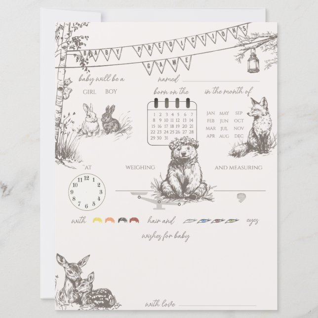 Animaux de bois prédictions de bébé Jeux de devis (Devant)