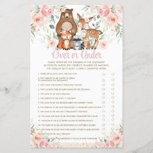 Animaux de bois rose Floral au-dessus ou au-dessou