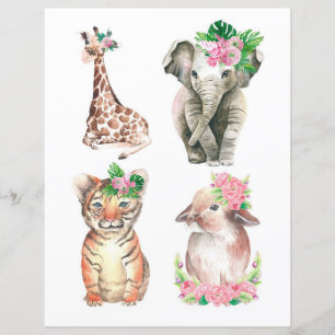 Animaux de cellules à l'aquarelle à découper et à