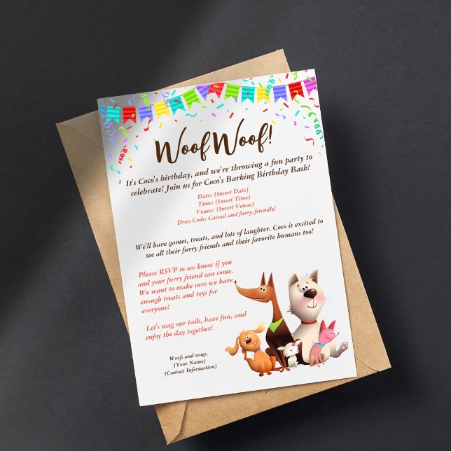 Animaux de chien d'anniversaire drôle Invitation (Créateur téléchargé)