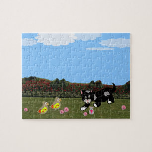 Animaux de dessin animé dans le jardin puzzle