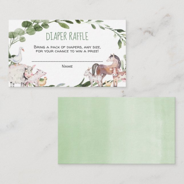 Animaux de ferme baby shower cartes de tombola (Devant / Derrière)