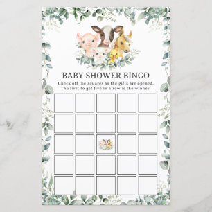 Animaux de ferme Baby shower de loisirs de verdure