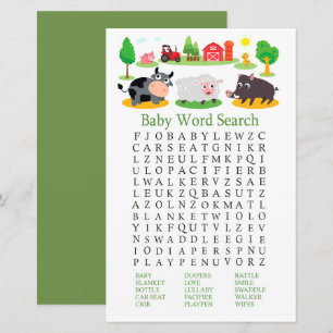 Animaux de ferme Baby shower Mot de recherche Jeu