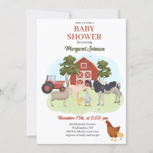 Animaux de ferme Barnyard Baby shower Invitation