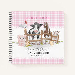 Animaux de ferme Barnyard Baby shower rose Livre d