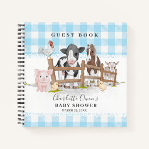 Animaux de ferme Barnyard Blue Baby shower Livre d