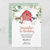 Animaux de ferme Barnyard Invitation d'anniversair