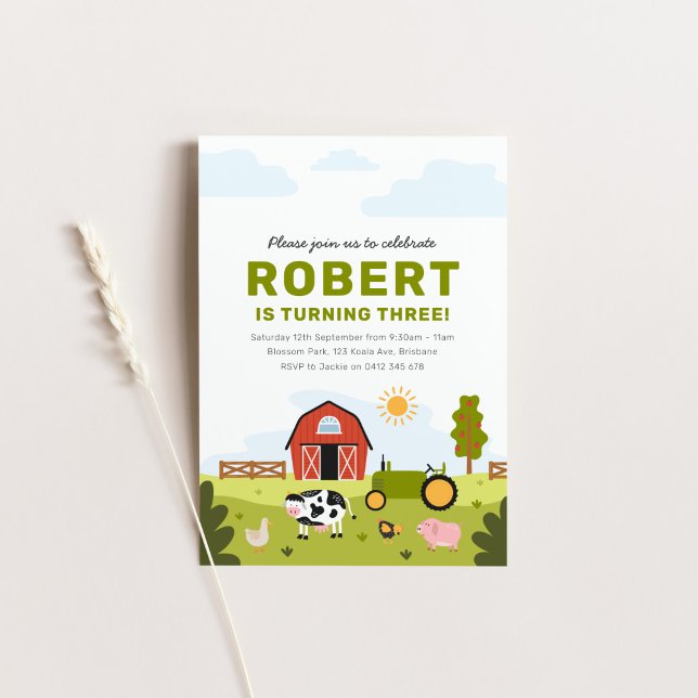 Animaux de ferme Barnyard Invitation d'anniversair (Créateur téléchargé)