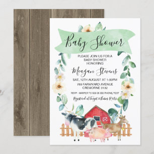 Animaux De Ferme Et Invitation Au Baby shower De S