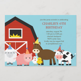 Animaux de ferme Invitation à la fête d'anniversai
