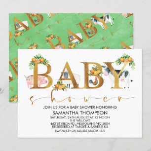 Animaux de ferme Invitation au Baby shower de mots