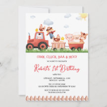 Animaux de ferme Invitation d'anniversaire