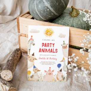 Animaux de ferme Invitation d'anniversaire