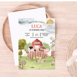 Animaux de ferme Invitation d'anniversaire