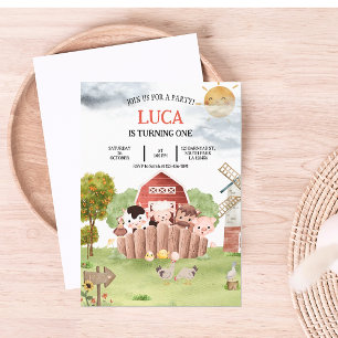 Animaux de ferme Invitation d'anniversaire