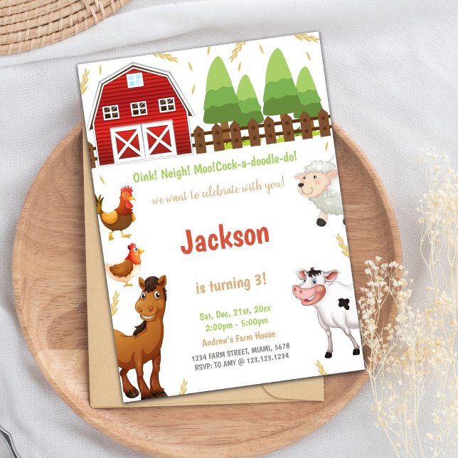 Animaux de ferme Invitations d'anniversaire (Farm Animals Birthday Invitations)