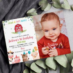 Animaux de ferme mignons Invitation d'anniversaire