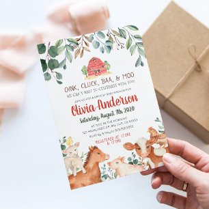 Animaux de ferme Parade Baby shower Invitation