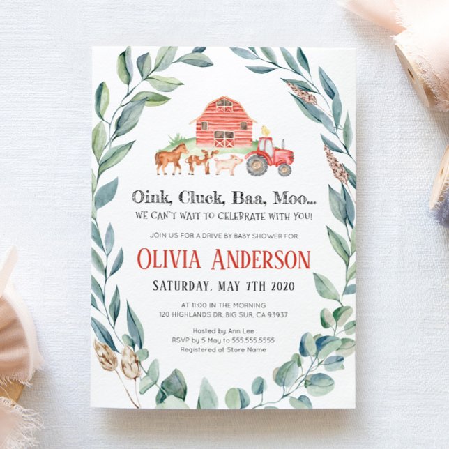 Animaux de ferme Parade Baby shower Invitation (Créateur téléchargé)