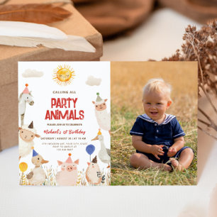 Animaux de ferme Photo Anniversaire Invitation