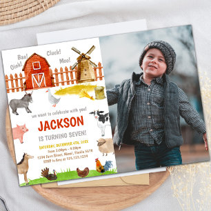 Animaux de ferme photo Brown Invitations d'anniver