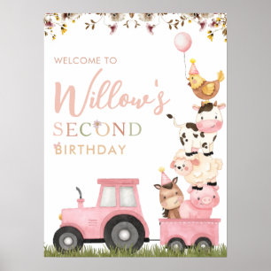 Animaux de ferme Pink Barnyard Poster de bienvenue