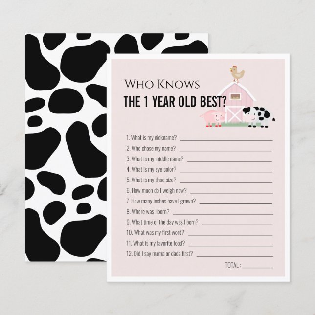 Animaux de ferme qui connaît 1yo meilleur 1st Anni (Devant / Derrière)