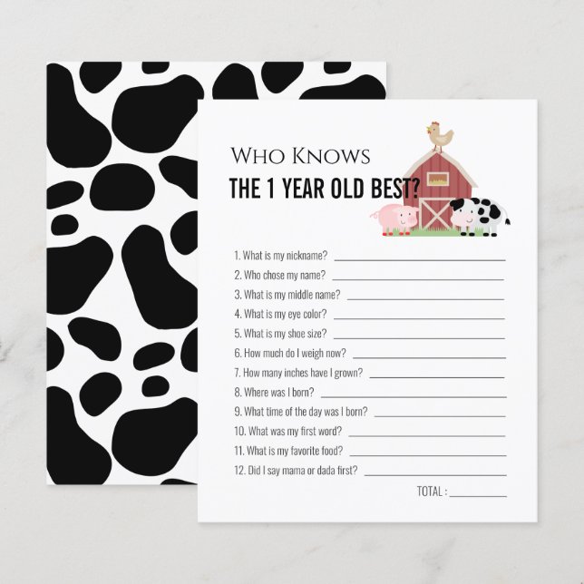 Animaux de ferme qui connaît 1yo meilleur 1st Anni (Devant / Derrière)