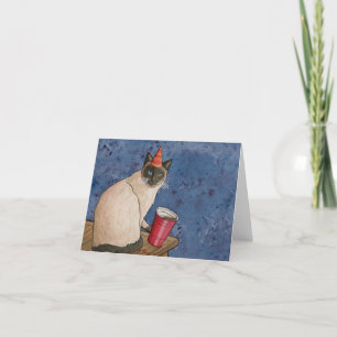 Animaux de fête : Carte de chat Siamese 4"x5.6"