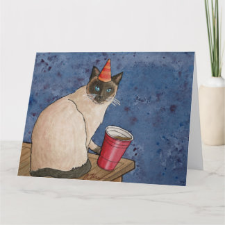 Animaux de fête : Carte de chat Siamese 8.5"x11"