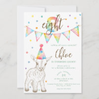 Animaux de fête Chèvre 8e anniversaire Invitation