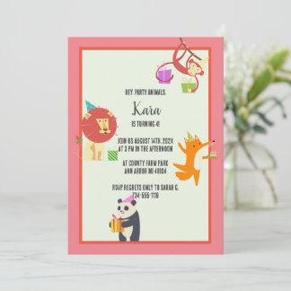 Animaux de fête Invitation d'anniversaire
