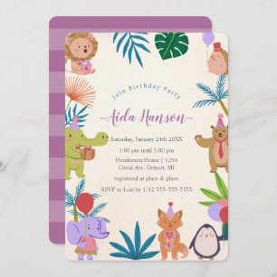 Animaux de fête Invitation de fête d'anniversaire