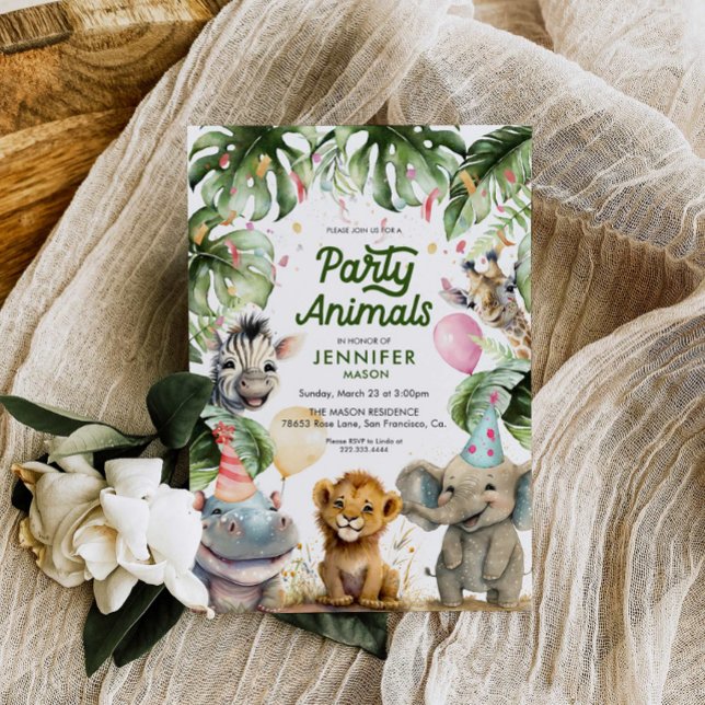 Animaux de fête Jungle Safari Invitation Anniversa (Créateur téléchargé)