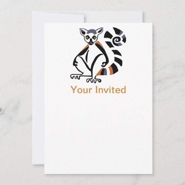 Animaux de fête LEMUR à queue annelée - invitation (Devant)