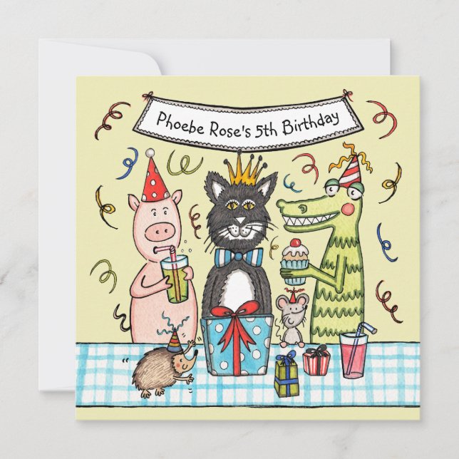 Animaux de fête personnalisés Invitation de fête d (Devant)