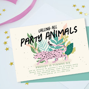 Animaux de fête sauvage Invitation de la fête Anni