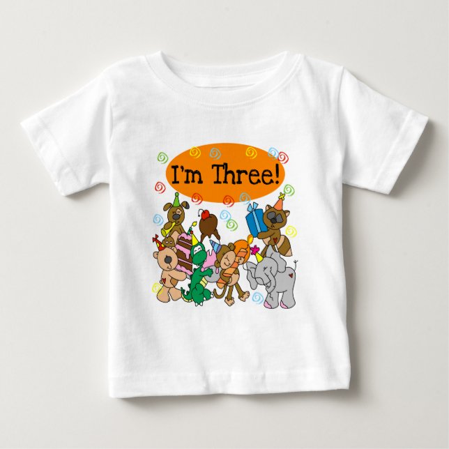 Animaux de fête T-shirts 3e anniversaire (Devant)