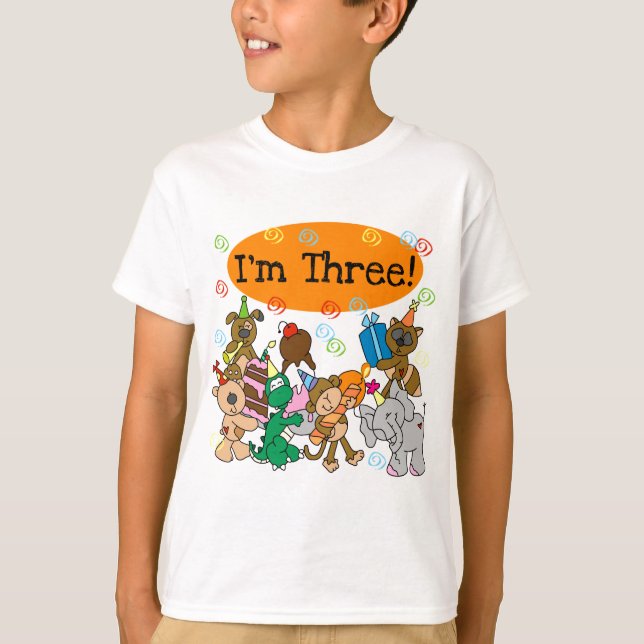 Animaux de fête T-shirts 3e anniversaire (Devant)