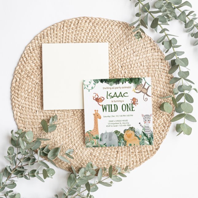 Animaux de fête Wild One Birthday Invitation Card (Party Animals Wild One Birthday Invitation Card)