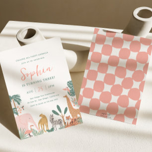 Animaux de fête Zoo Invitation Anniversaire Safari