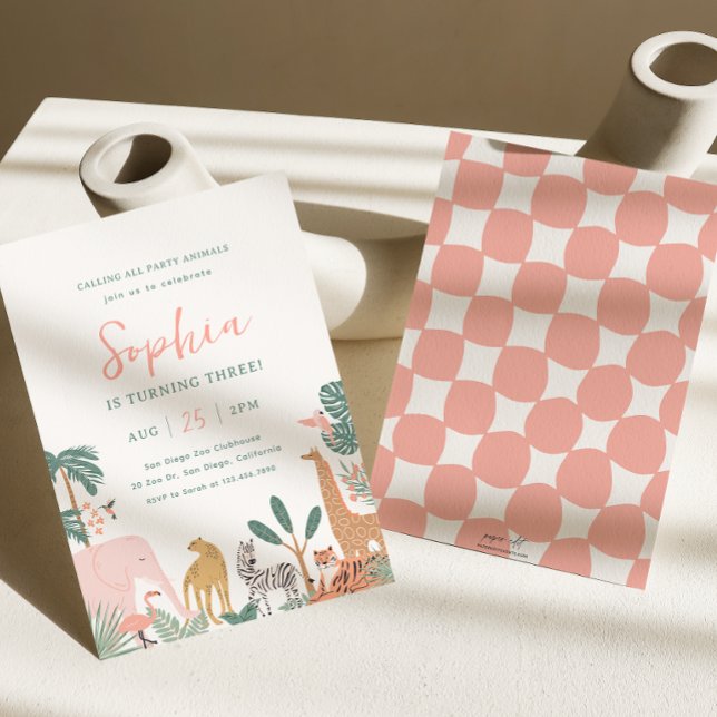 Animaux de fête Zoo Invitation Anniversaire Safari (Créateur téléchargé)