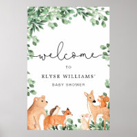 Animaux de forêt Affiche de bienvenue blanche