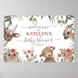 Animaux de forêt Affiche de bienvenue de verdure