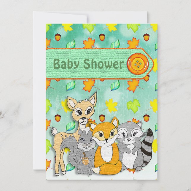 Animaux de forêt Bébé Douche Invitations (Devant)