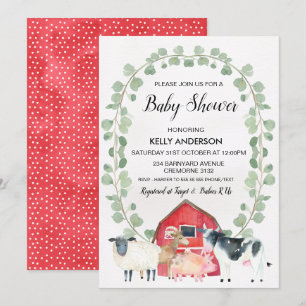 Animaux de la ferme Invitation Baby shower de cour