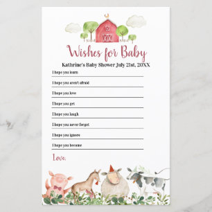 Animaux de la ferme Vœux de la cour pour bébé