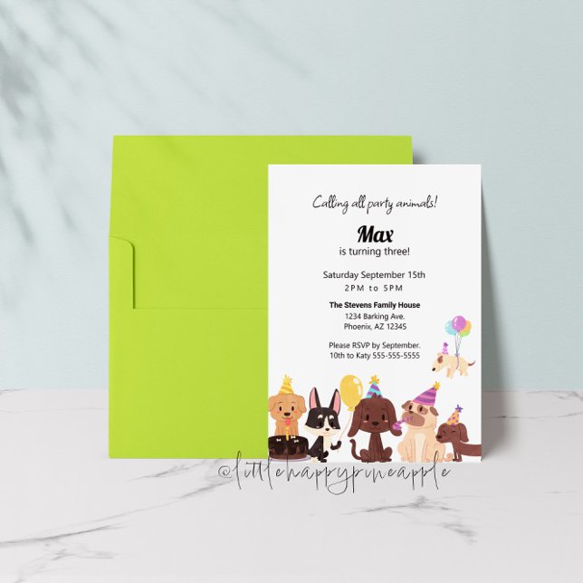 Animaux de la fête du chien chiot Invitation d'ann (Créateur téléchargé)