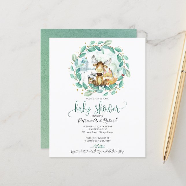Animaux de la forêt Baby Shower pas cher (Devant/Arrière en situation)